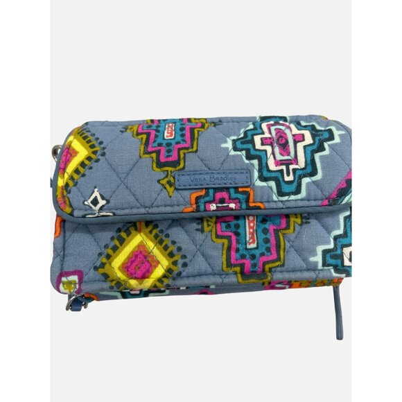 Vera Bradley Blue Painted Medallian Wristlet Zippered RFID Wallet Missing Strap - Picture 6 of 8